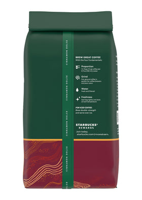 Starbucks Cinnamon Dolce Blonde Roast ground coffee scoop ready to measure.