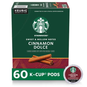 Starbucks Cinnamon Dolce K-Cup boxes offer convenient home brewing.