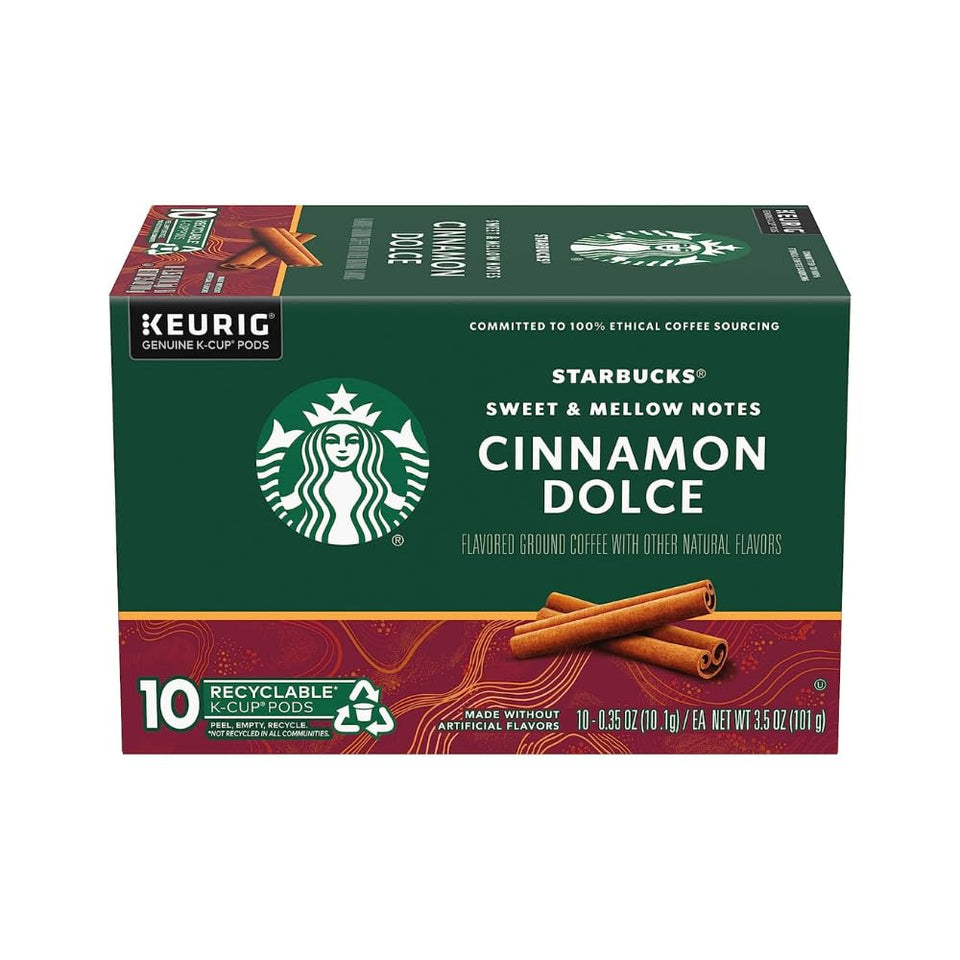 Starbucks Cinnamon Dolce K-Cup pods 10ct provide a quick morning aroma.