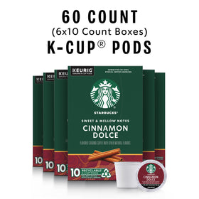 Starbucks Cinnamon Dolce K-Cup pods closeup, rich aroma and balanced flavor.