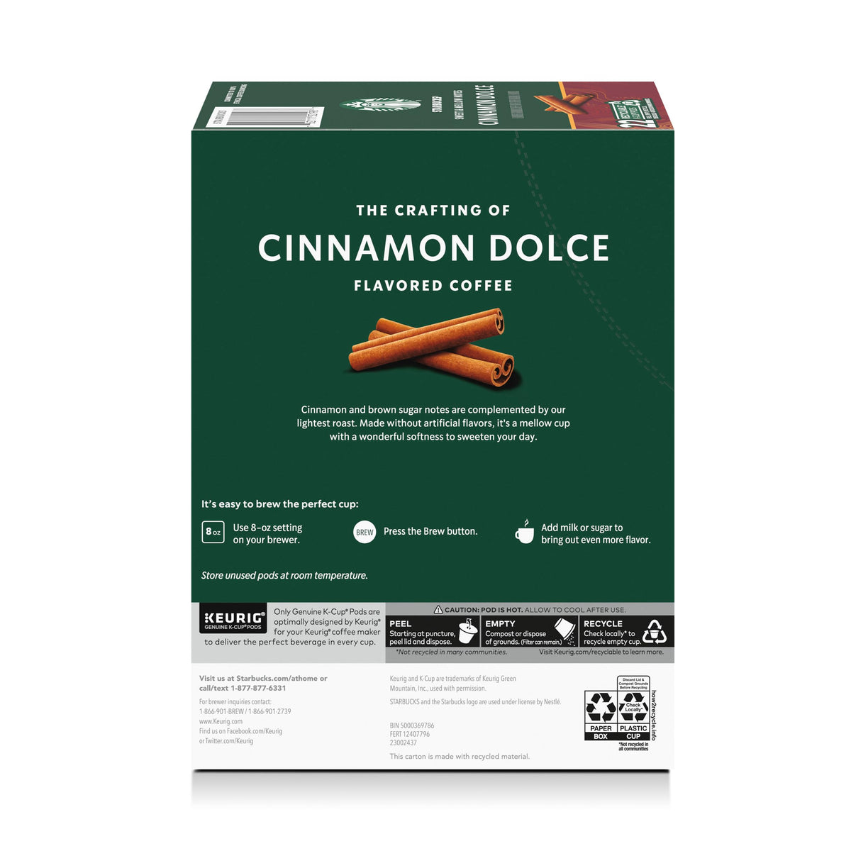 Starbucks Cinnamon Dolce K-Cup pods with Keurig brewer convenient single-serve flexibility