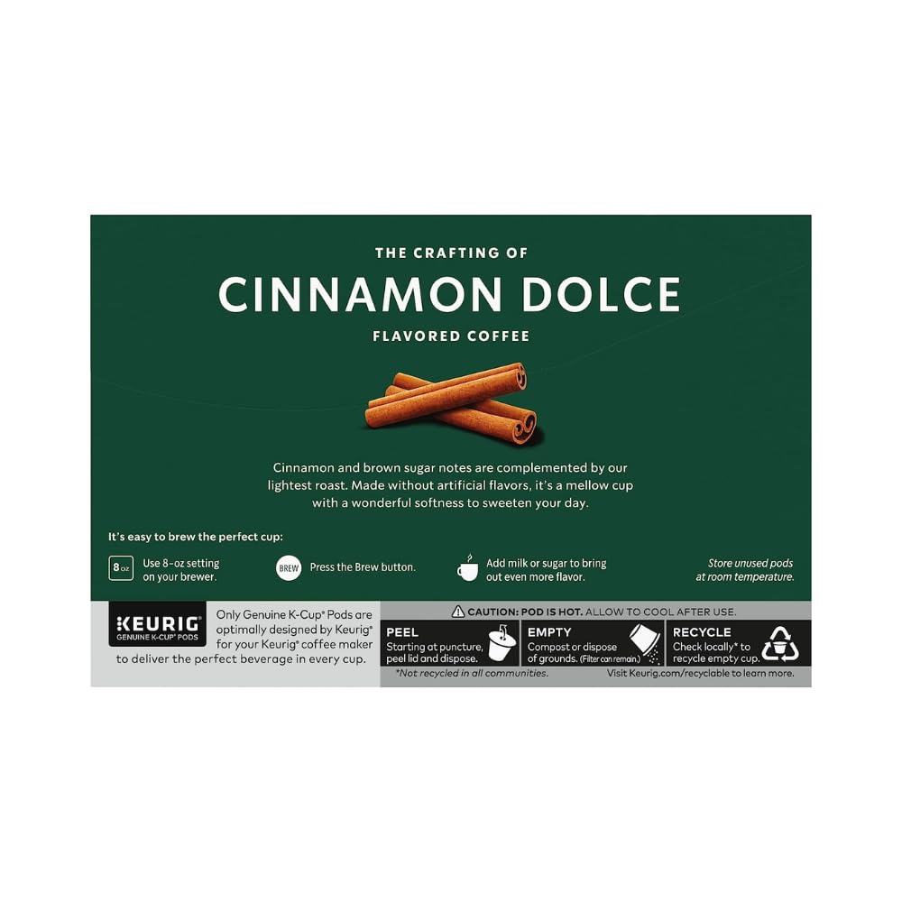 Starbucks Cinnamon Dolce on shelf signals easy flavor at home or office.