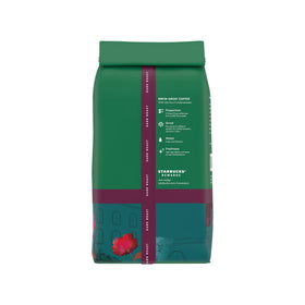 Starbucks coffee grinder and bag ready for a fresh grind.