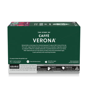 Close-up of a Starbucks Verona pod highlighting roast detail