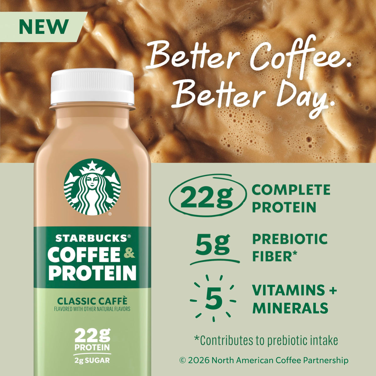 Starbucks Coffee & Protein Classic Caffè pour ready-to-drink for a quick energy boost.