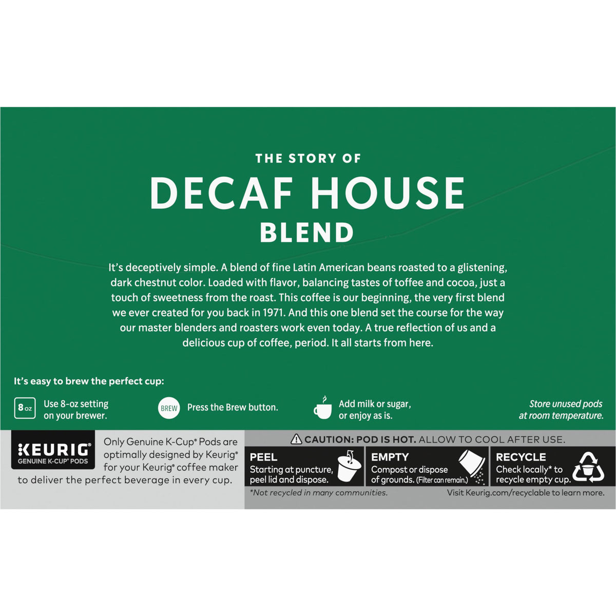 Starbucks Decaf House Blend aroma hints of toffee and cocoa