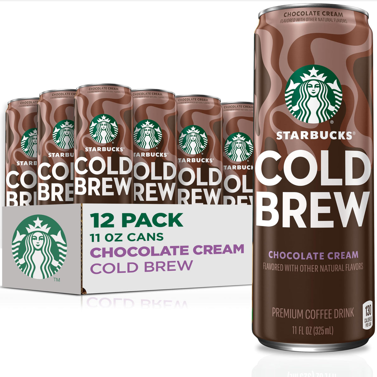 Starbucks Cold Brew Chocolate Cream can showing smooth, balanced flavor for a refreshing moment
