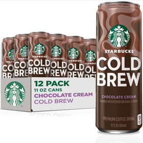 Starbucks Cold Brew Chocolate Cream can showing smooth, balanced flavor for a refreshing moment