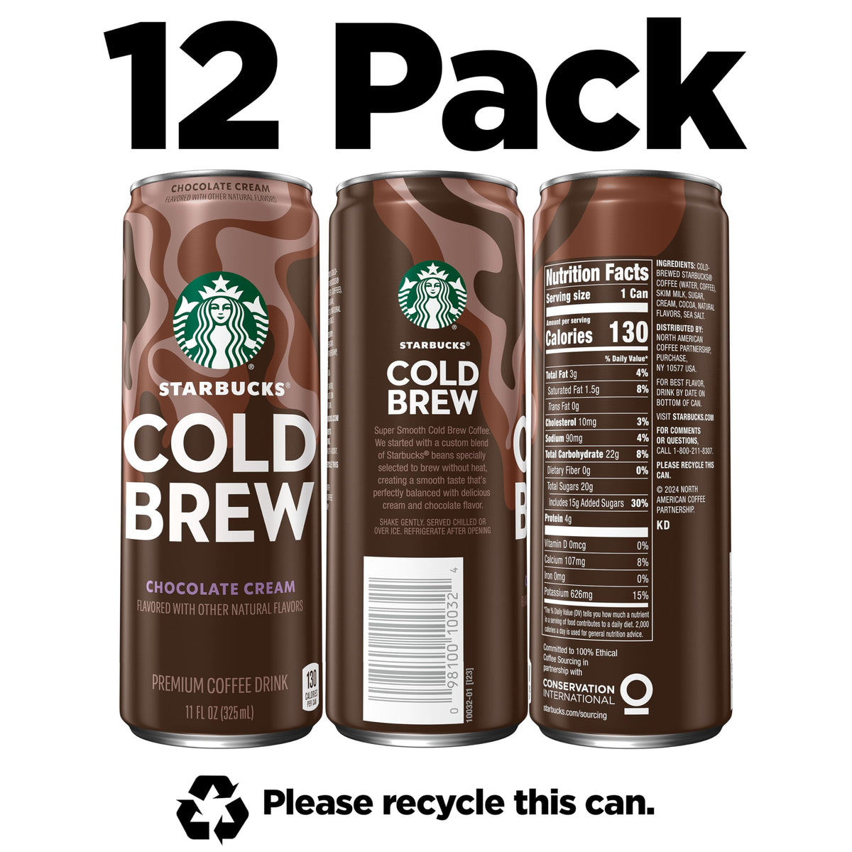 Starbucks Cold Brew Chocolate Cream label close-up highlighting ethically sourced coffee