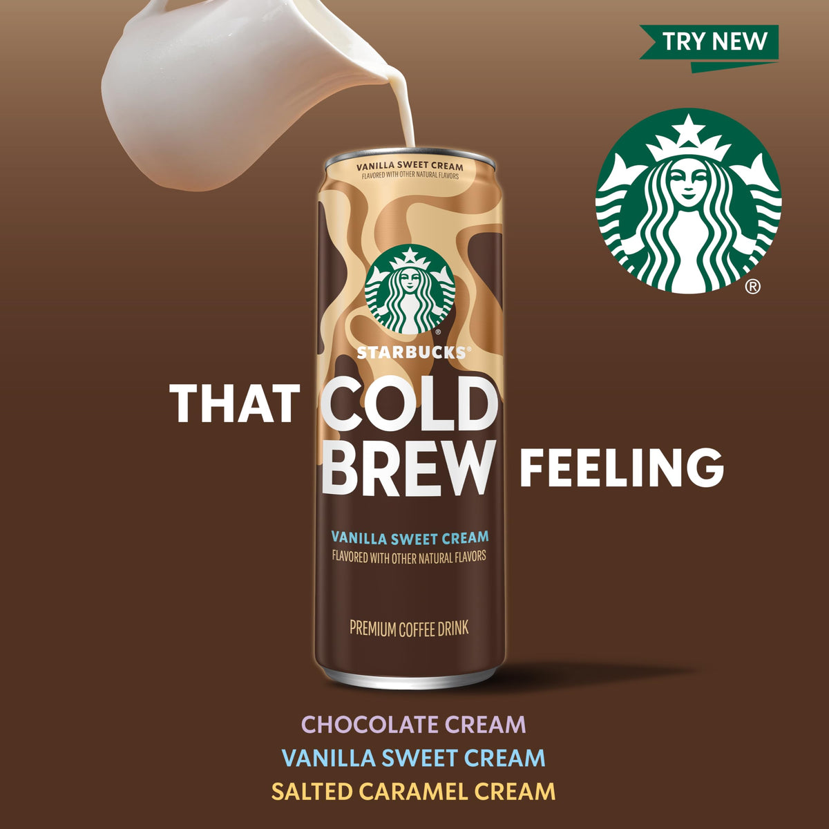 Starbucks Cold Brew Vanilla Sweet Cream served over ice in a glass.