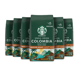 Starbucks Colombia ground coffee bags for premium home brewing