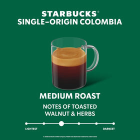Starbucks Colombia single-origin beans for a balanced, nutty cup.