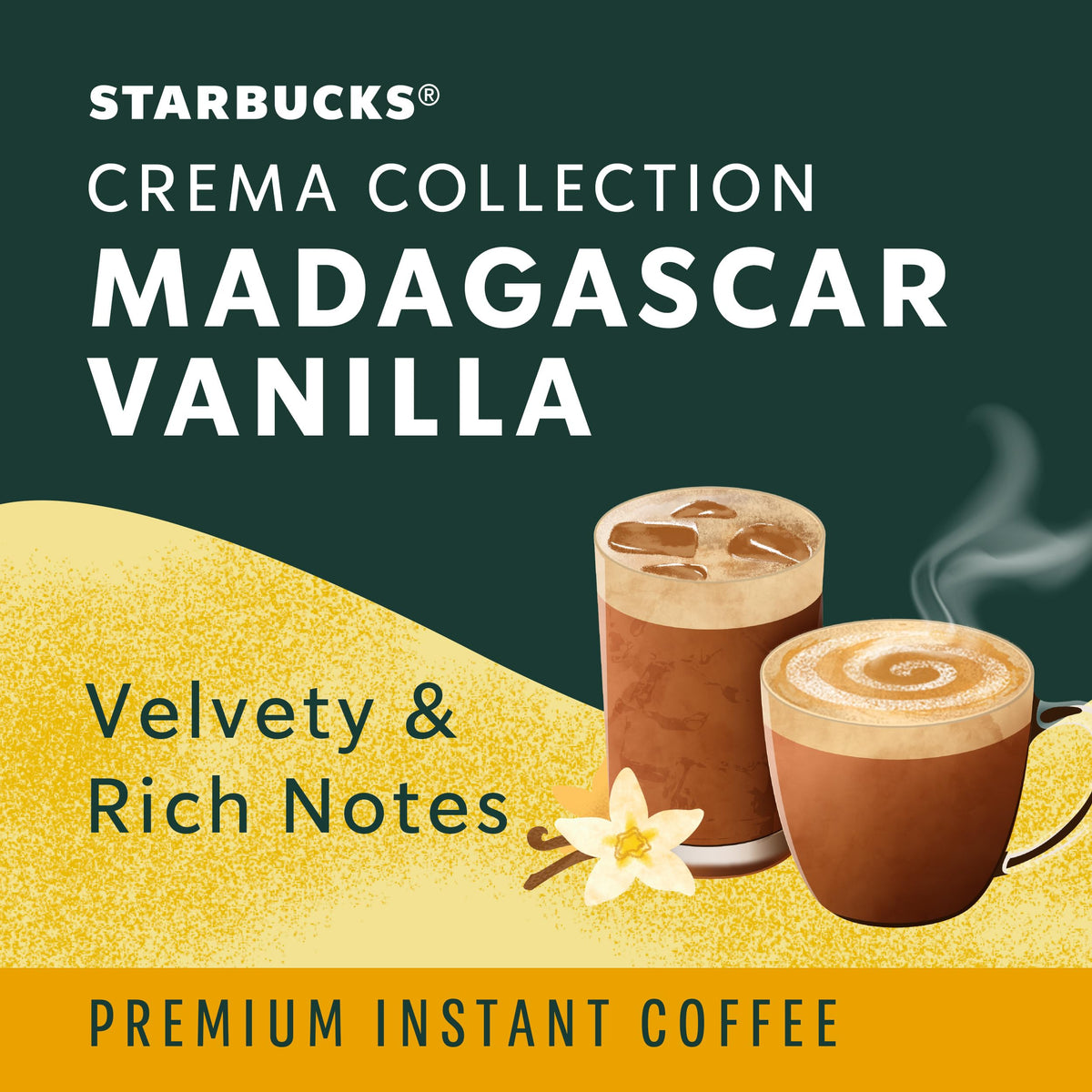 Starbucks Crema Madagascar Vanilla cup with froth finish ideal for lattes.