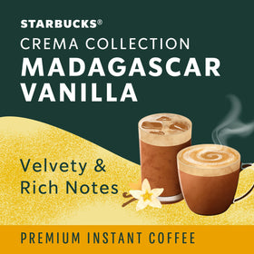 Starbucks Crema Madagascar Vanilla cup with froth finish ideal for lattes.