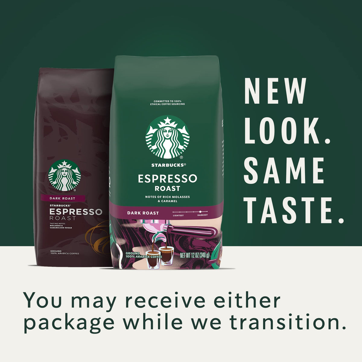 Starbucks Dark Roast Coffee beans deliver bold aroma for at-home brewing.