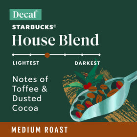 Starbucks 40-count decaf house blend box ready to brew.