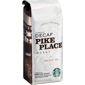 Starbucks Decaf Pike Place coffee bag—smooth, balanced flavor for anytime enjoyment.