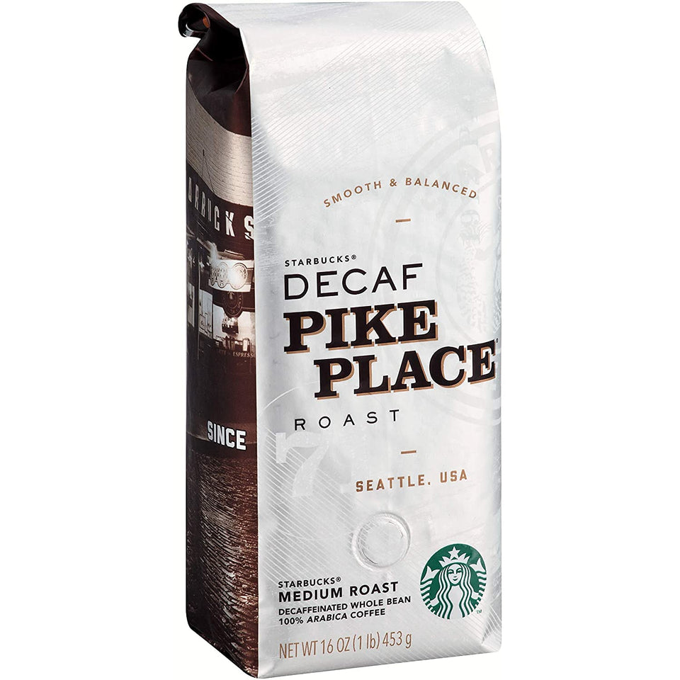 Starbucks Decaf Pike Place coffee bag—smooth, balanced flavor for anytime enjoyment.