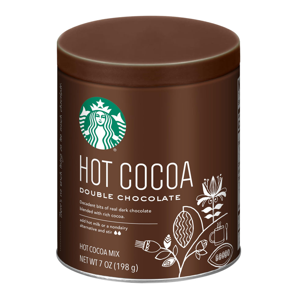 Starbucks Double Chocolate Hot Cocoa in a 7oz tin for a rich sip