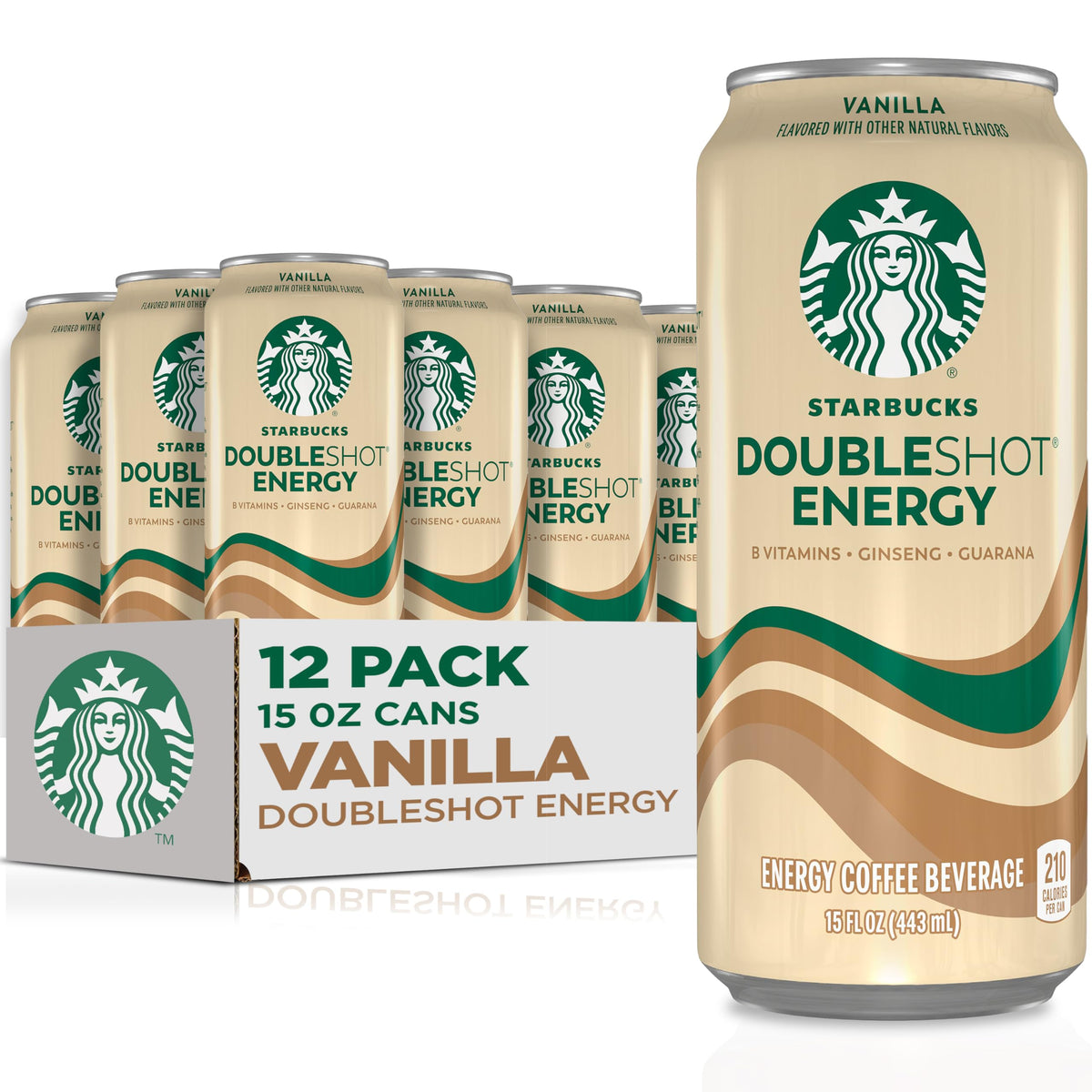 Starbucks Doubleshot Energy Drink Vanilla can closeup for a quick caffeine boost.