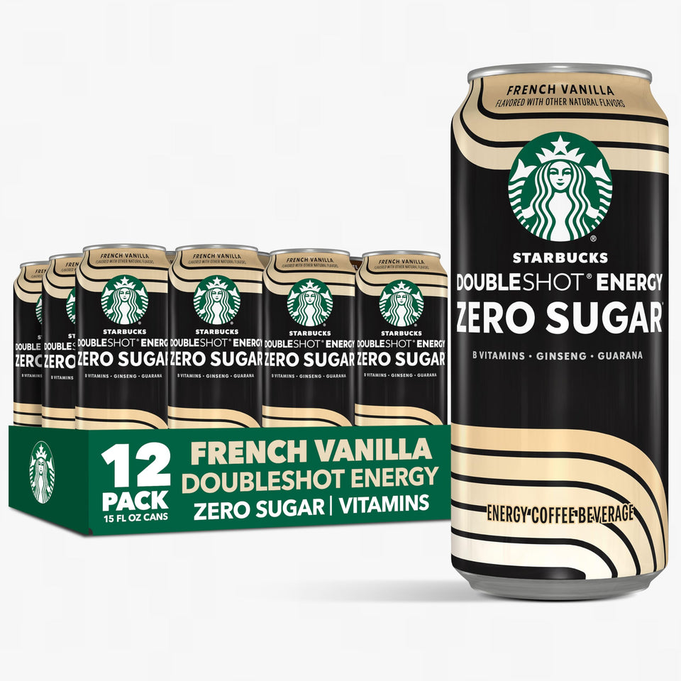 Starbucks Doubleshot Zero Sugar Vanilla cans deliver a bold caffeine boost with vanilla flavor.