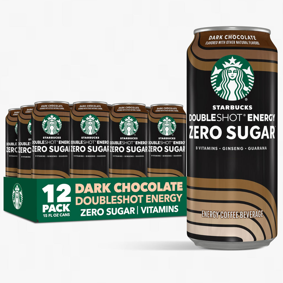 Starbucks Doubleshot Zero Sugar dark chocolate can with bold coffee flavor
