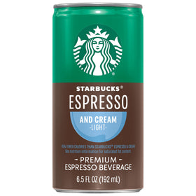 Starbucks Espresso Coffee Brew in a 6.5 oz can for caffeine boost.