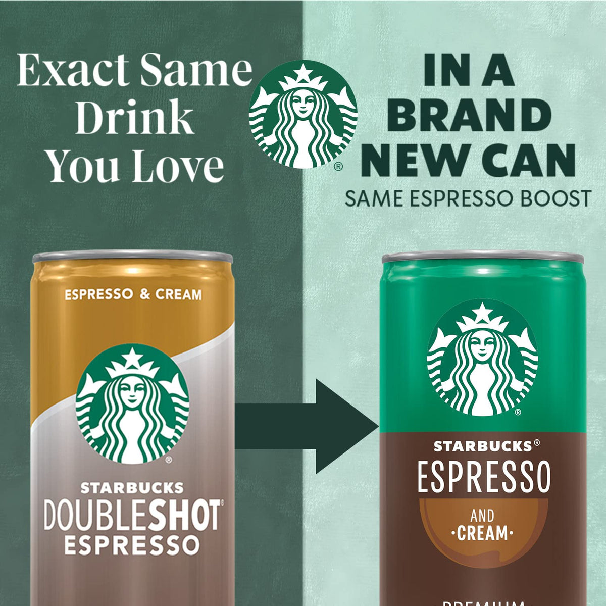 Starbucks Espresso & Cream can back view, showing nutrition and serving details.