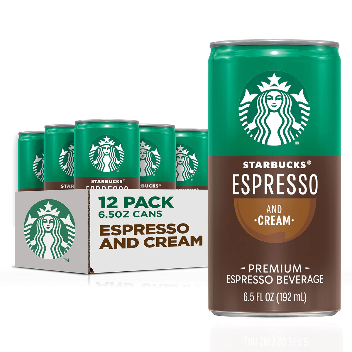 Starbucks Espresso & Cream can front view, ideal for on-the-go caffeine.