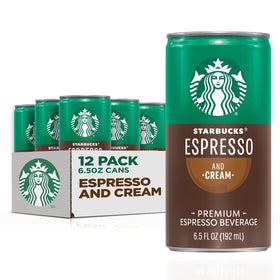 Starbucks Espresso & Cream can front view, ideal for on-the-go caffeine.