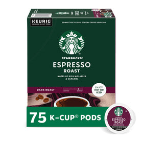 Starbucks Espresso Roast K-Cup pods ready to brew for a bold morning cup