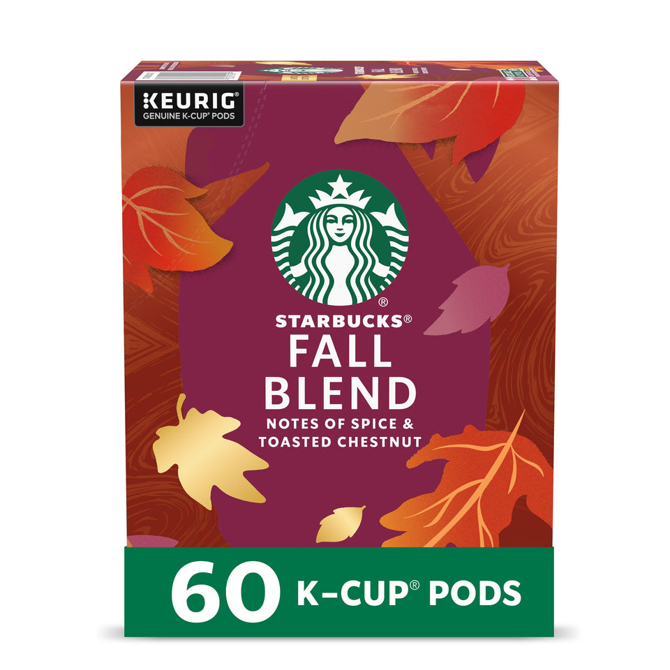 Starbucks Fall Blend pods in front view for quick, premium Keurig coffee.