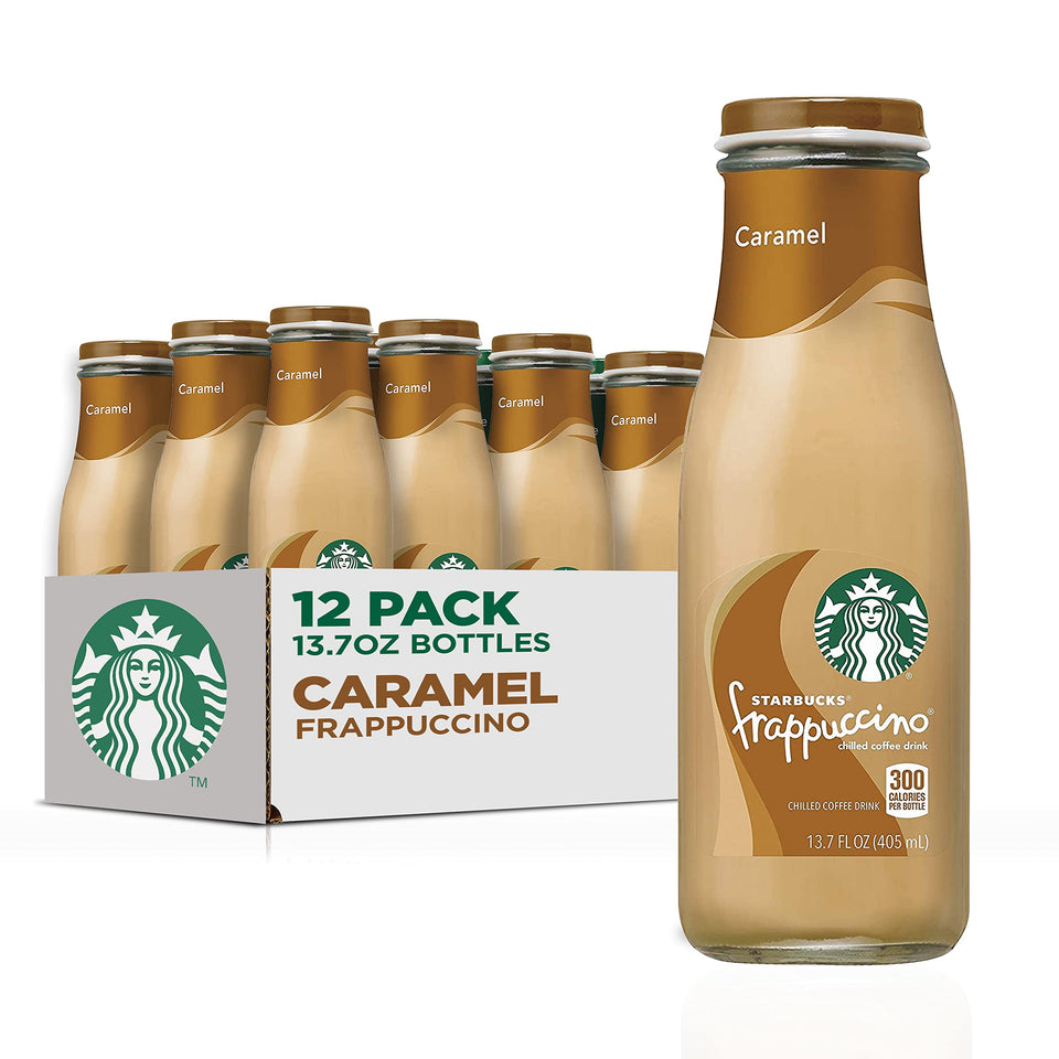 Starbucks Frappuccino Caramel bottle, creamy coffee on the go