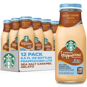 Starbucks Frappuccino Lite sea salt caramel bottle for a ready-to-drink indulgence.