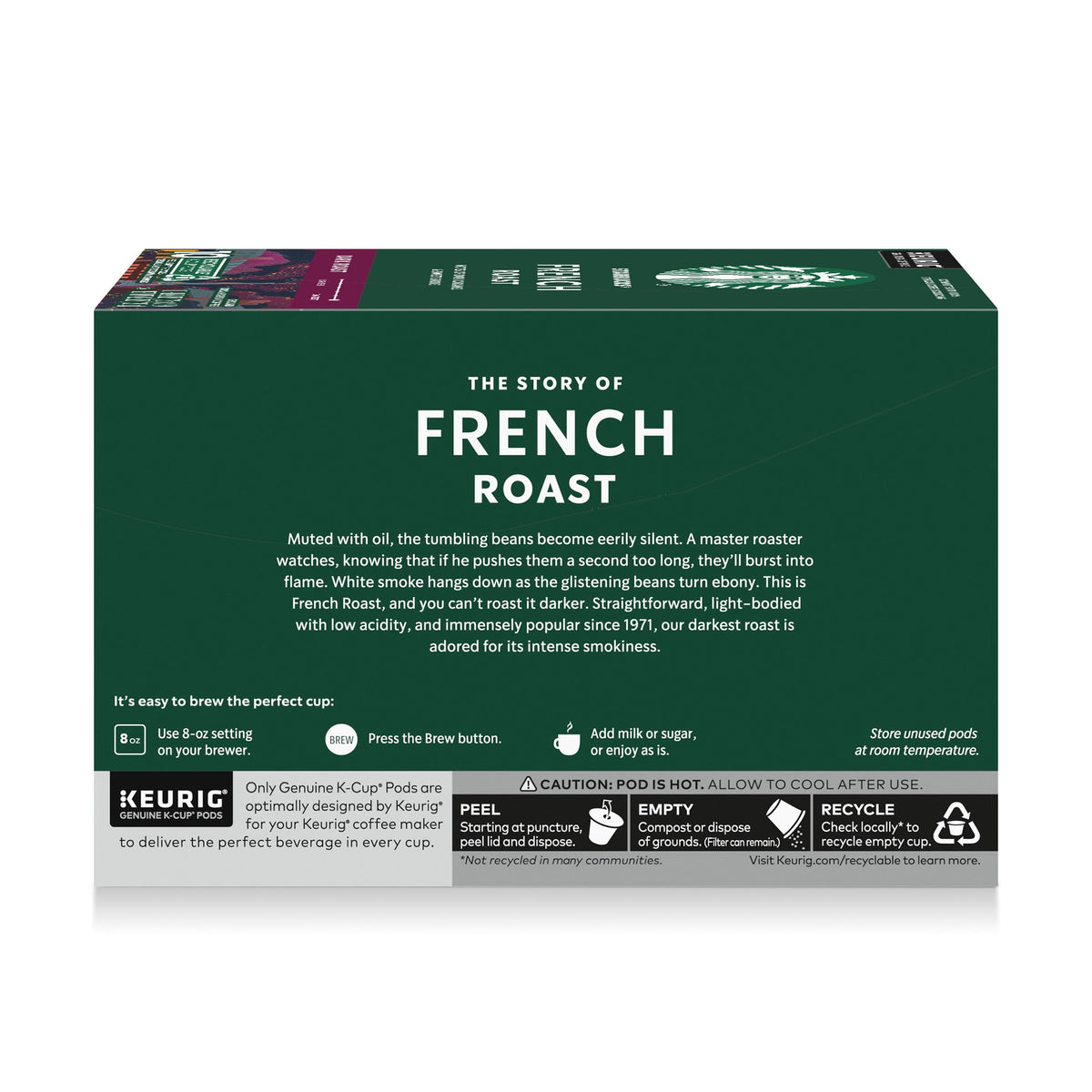 Starbucks French Roast aroma visual with smoky notes.