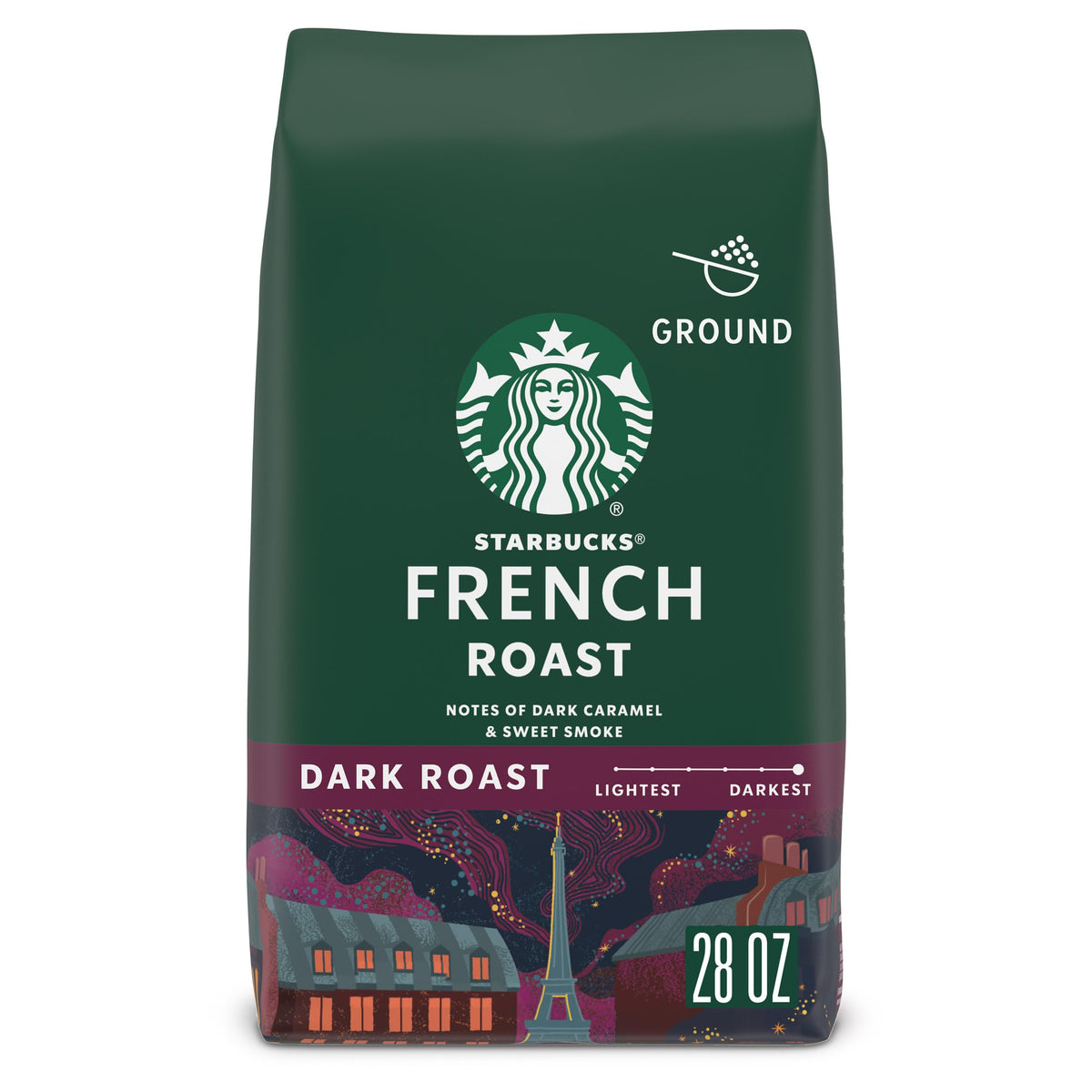 Starbucks French Roast coffee beans reveal bold, smoky aroma for strong mornings