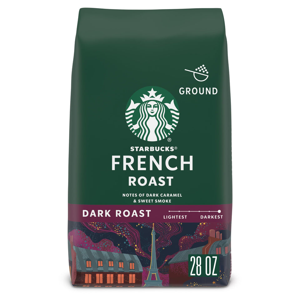 Starbucks French Roast coffee beans reveal bold, smoky aroma for strong mornings