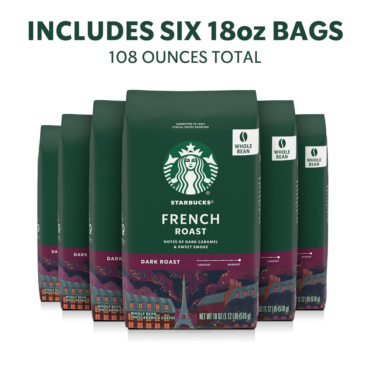 Starbucks French Roast dark-coffee beans closeup highlighting smoky flavor potential
