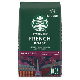 Starbucks French Roast ground coffee bag, bold aroma for everyday brewing.