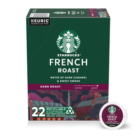 Starbucks French Roast K-Cup pod with rich aroma for a bold morning cup.