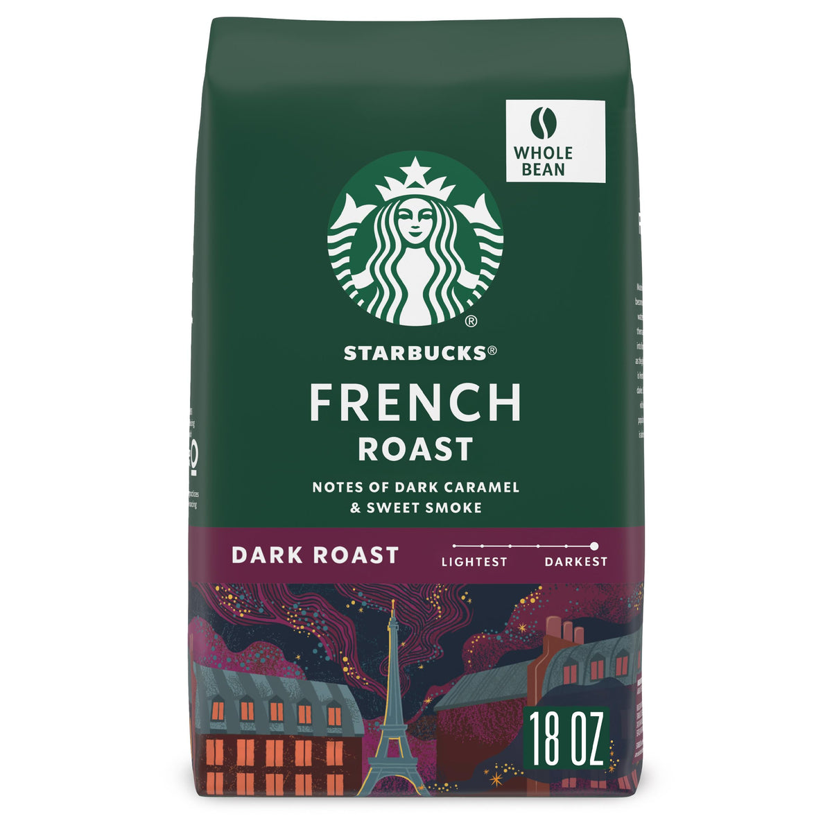 Starbucks French Roast whole beans ready for grinding to unlock bold flavor.