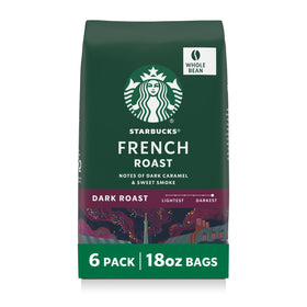 Starbucks French Roast whole-bean coffee bags ready for bold home brewing