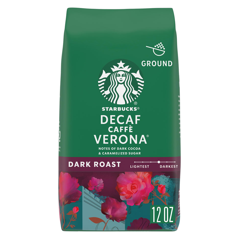 Starbucks ground coffee dark roast bag, ideal for rich morning blends.
