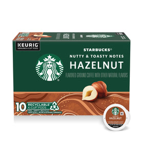 Starbucks Hazelnut K-Cup pod for easy at-home brews with rich aroma.
