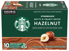 Starbucks Hazelnut K-Cup pods in box—quick morning option