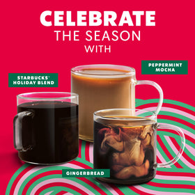 Starbucks Holiday Blend cup steaming for a cozy moment.