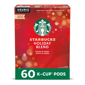 Starbucks Holiday Blend K-Cup pods in a 60-count box for convenient brewing