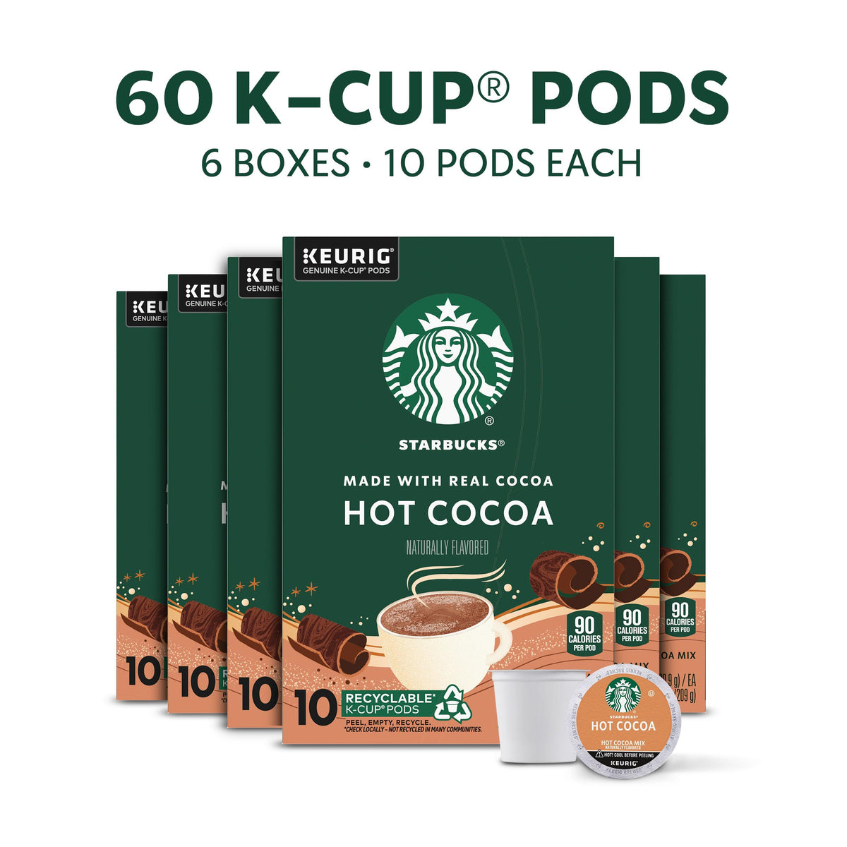 Starbucks Hot Cocoa Classic K-Cup pod delivering smooth, comforting cocoa.