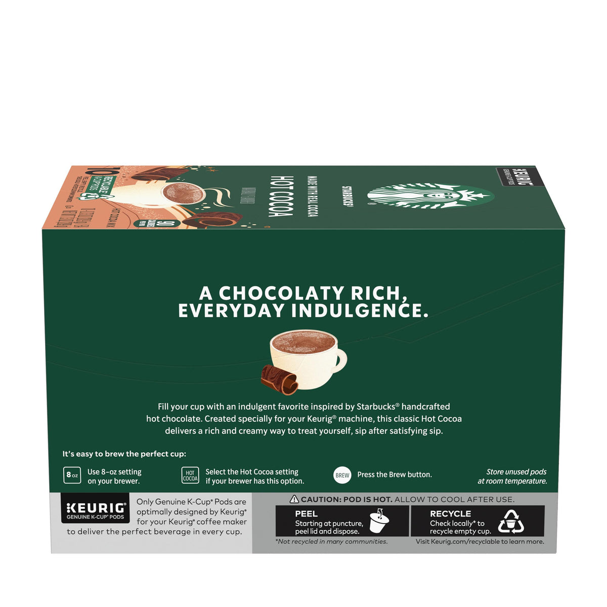 Starbucks Hot Cocoa close-up reveals rich cocoa powder texture.