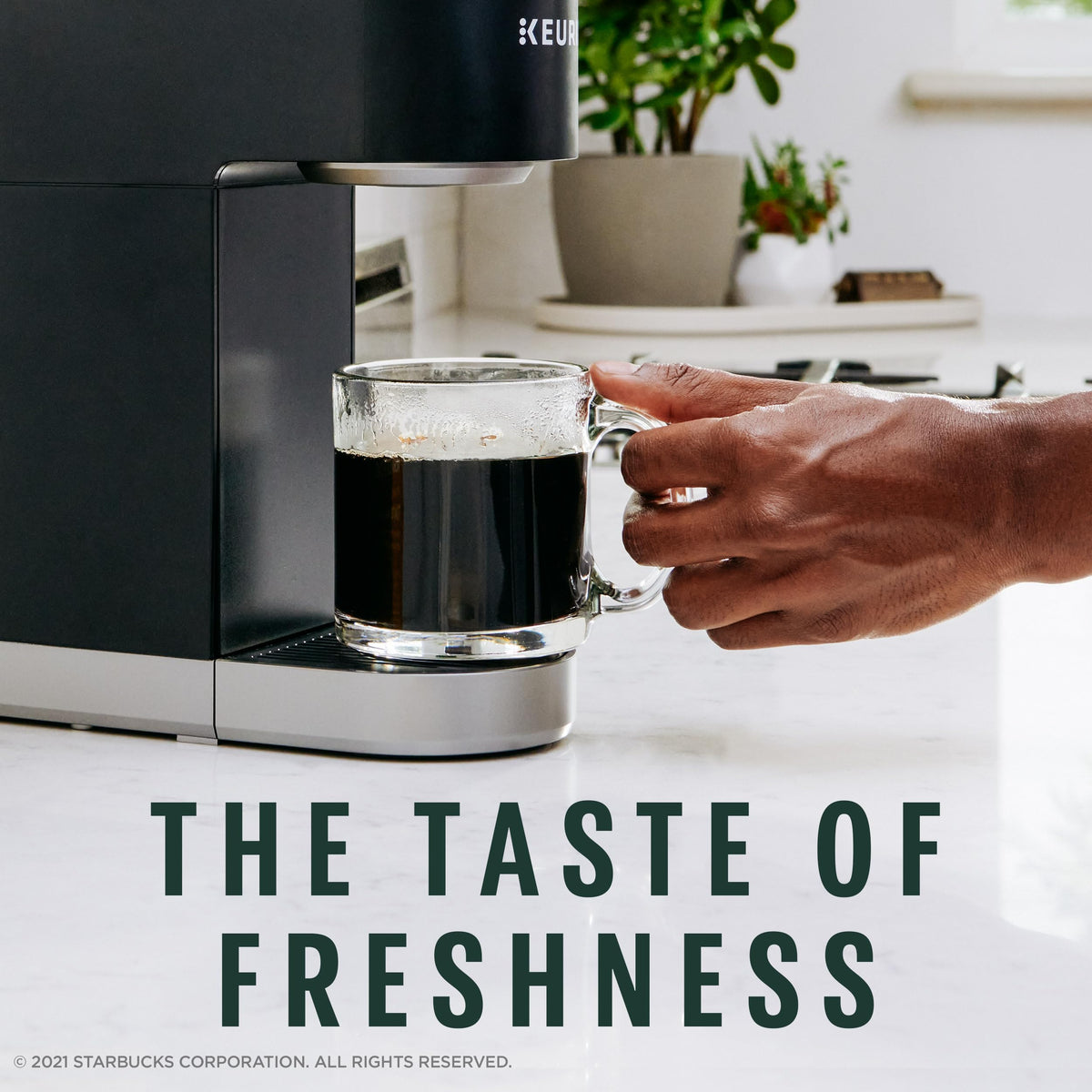 Starbucks hot or iced brew K-Cup pod for versatile serving options.